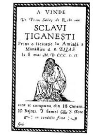 Anuncio en monasterio de Valaquia (Rumania) sobre venta de esclavos gitanos