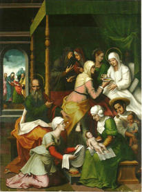 El nacimiento de Juan Bautista, cuadro del pintor aragons Jernimo Vallejo Cosida, pintado entre 1536 y 1542 (actualmente en el Museo Provincial de Zaragoza).  Segn Antonio Gmez Alfaro, los personajes que aparecen en la esquina inferior derecha del cuadro son gitanos, lo que constituye otro documento fehaciente de la antigua presencia de los gitanos en Espaa desde hace varios siglos.  