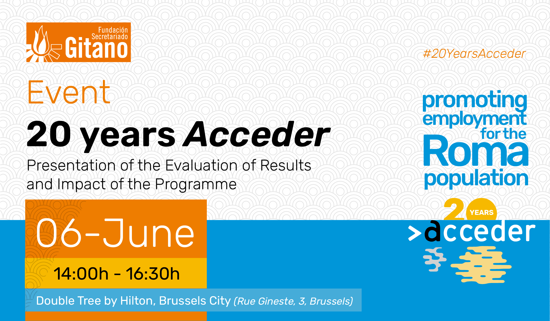 The Fundacin Secretariado Gitano will present in Brussels the Evaluation of the impact of 20 years of the Acceder programme on employment for the Roma population in Spain