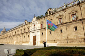 Bandera gitana en el parlamento andaluz