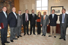 Representatives of the four operators of the Operational Programme Fight Against Discrimination with the then- Spanish Minister of Labour, Valeriano Gómez