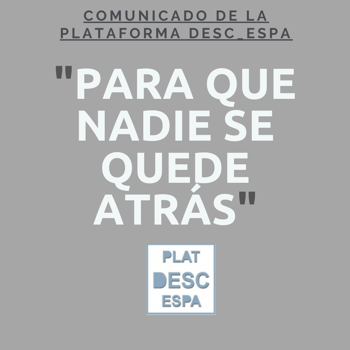 La Plataforma DESC Espaa insta a nuestro Gobierno a asegurar medidas de proteccin integral de los Derechos Humanos y de la salud pblica frente a la pandemia del COVID-19