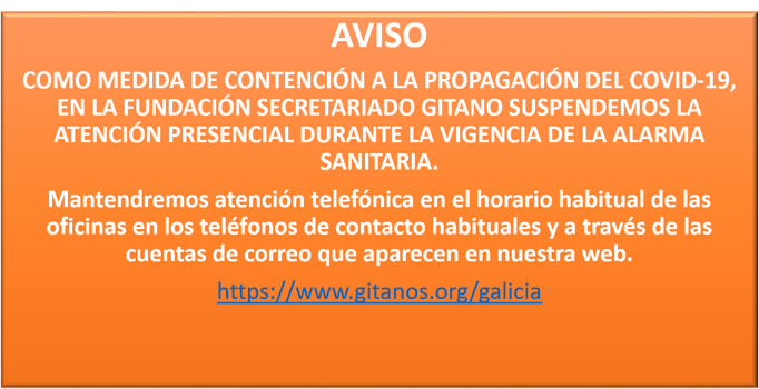 Como medida de contencin a la propagacin del Covid 19 suspendemos la atencin presencial durante la vigencia de la alarma sanitaria