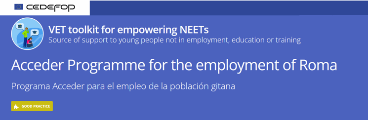 CEDEFOP incluye el Programa Acceder para el empleo de las personas gitanas en su catlogo de recursos para jvenes