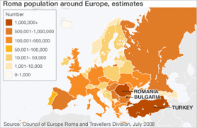 Estimación población Roma/gitana en Europa. Fuente: División de Roma y Travellers del Consejo de Europa