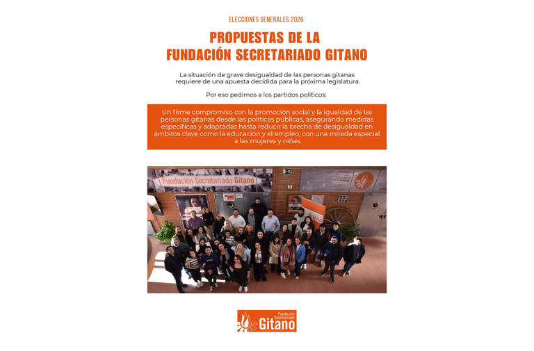 Propuestas electorales de la Fundaci�n Secretariado Gitano para avanzar en la promoci�n social y la igualdad de las personas gitanas